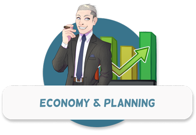Economy and planning - Headerimage with character