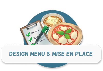Design meny and Mise en place - headline image with food images
